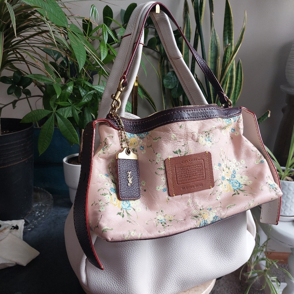 ๐คCoach 1941 Bandit 39 Chalk Hobo With Paraire Flower Saddle Print Inner Bag - Picture 8 of 15